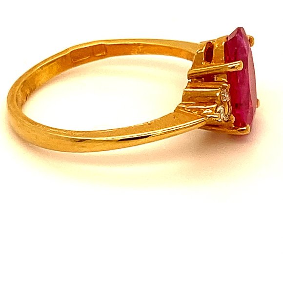 Jegdalek Ruby 2.32ct Diamonds 22K Yellow Gold Ring - Picture 3 of 6
